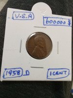 1958-D USA Lincoln Wheat Penny 1 Cent Coin
