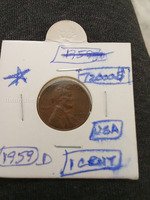 1959-D Lincoln Wheat Penny - USA 1 Cent Coin