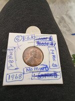 1968 USA Lincoln Penny No Mint Mark 1 Cent Coin