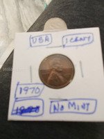 1970 USA One Cent Coin - No Mint Mark