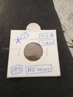 1971 USA 1 Cent Coin - No Mint Mark