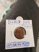 1974 USA 1 Cent Lincoln Penny - No Mint Mark