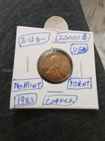 1983 Copper US One Cent Coin - No Mint Mark
