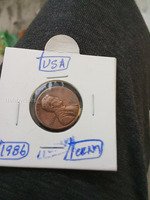 1986 USA Lincoln Penny (1 Cent Coin)