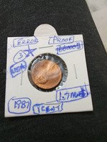 1987 US Penny Error Proof Coin