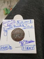 1989 D Lincoln Cent Double Punch Error Coin