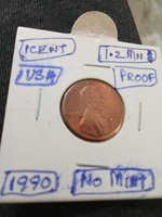 1990 USA 1 Cent Proof Coin - No Mint Mark