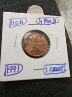 1991 USA Lincoln Cent Penny - Mint State