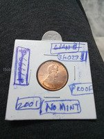 2001 No Mint Mark US Lincoln One Cent Proof Coin