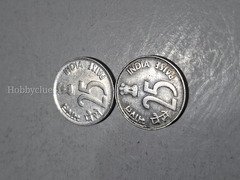2 Coins of 25 PAISE 1990 Noida minted India - Image 2