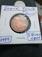 1999 France 5 Euro Cent Proof Coin