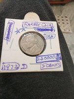 Rare 1972 D USA 5 Cents Coin
