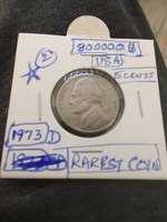 1973-D USA 5 Cents Jefferson Nickel - Rare Coin