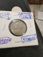 1989 P USA 5 Cents Jefferson Nickel Coin