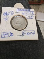 1991 D USA 5 Cents Jefferson Nickel Coin
