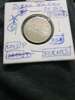 2005 P USA 5 Cents Ocean Pin View of Joy Coin