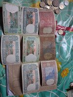 Collection of Vintage Indian Rupee Banknotes and Coins - Image 2