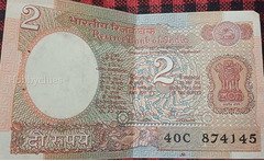 Vintage Indian 2 Rupees Banknote