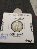 1942 United States One Dime Coin - Mercury Dime