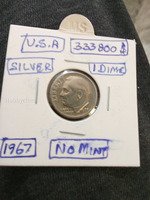1967 U.S.A. Silver Dime - No Mint Mark