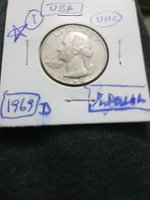 1969-D USA Washington Quarter Coin UNC