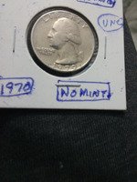 1970 US Washington Quarter Coin - No Mint Mark