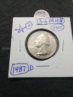 1987 D Washington Quarter Coin - UNC Condition