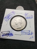 1988 D Washington Quarter Coin UNC