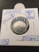 1992 Canadian 10 Cents Coin