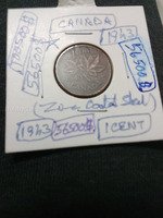 1943 Canada 1 Cent Coin Zinc Coated Steel