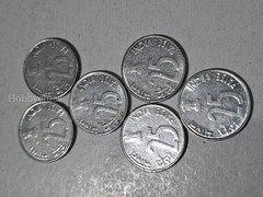 6 Coins of 25 PAISE 2000 RHINO Noida mint India - Image 2