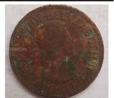1965 British Half Penny Coin Featuring Queen Elizabeth II