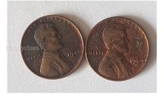 Two Vintage US Lincoln Wheat Pennies - 1946 & 1964-D