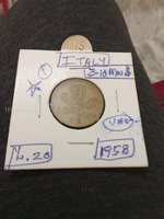 1958 Italy 20 Lire Coin