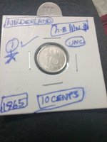 1965 Netherlands 10 Cents Coin - UNC Condition