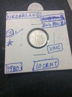 1980 Netherlands 10 Cent Coin - UNC Condition