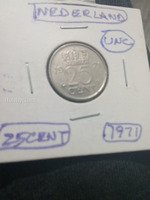 1971 Netherlands 25 Cent Coin UNC