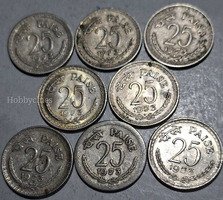 8 Coins of 25 PAISE 1973 India