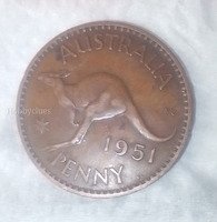 1951 Australia Penny Coin with Kangaroo Design