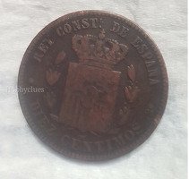Antique Spanish 5 Centimos Coin from the Reign of Alfonso XII