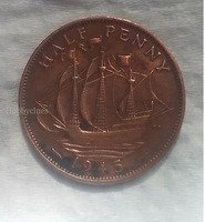 1945 British Half Penny Coin - King George VI - Image 2
