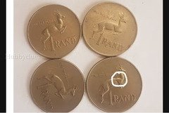 Set of Four 1977 South African 1 Rand Coins