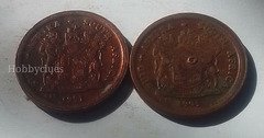 Two South African 1 Cent Coins from 1991 and 1994