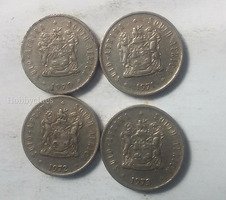 Set of 4 Vintage South African 5 Cent Coins (1970-1973)