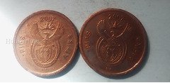 Set of Two 2007 South African 5 Cent Coins