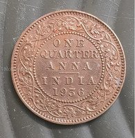 1936 British India One Quarter Anna Coin - King George V