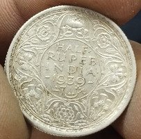 1939 British India Half Rupee Coin