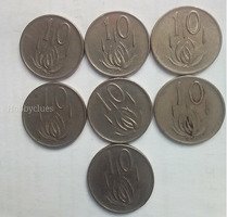 Set of 7 South African 10 Cent Coins from 1976 - Image 2