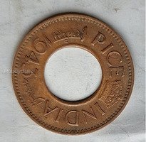 1943 India 1 Pice Coin with Hole