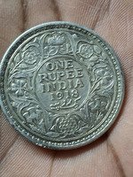 1918 One Rupee India British Colonial Coin - King George V